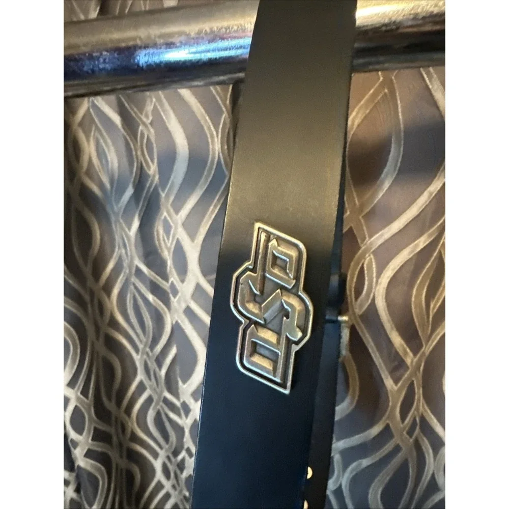 Black Leather Belt with OSU Oklahoma State University Conchos Size 34